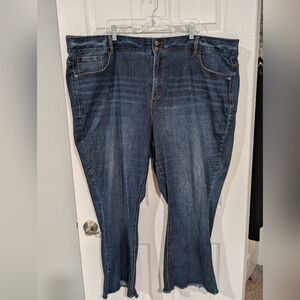 Lane Bryant Dark Wash Bootcut Raw Hemline Denim Jeans in Size 28 Regular